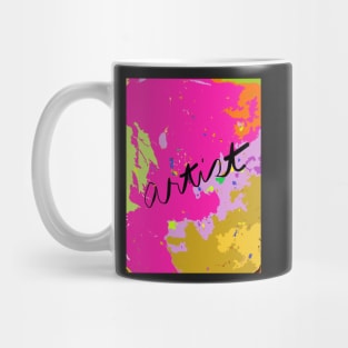 ARTIST: painted in pink, purple, green, orange, gold, lavender Mug